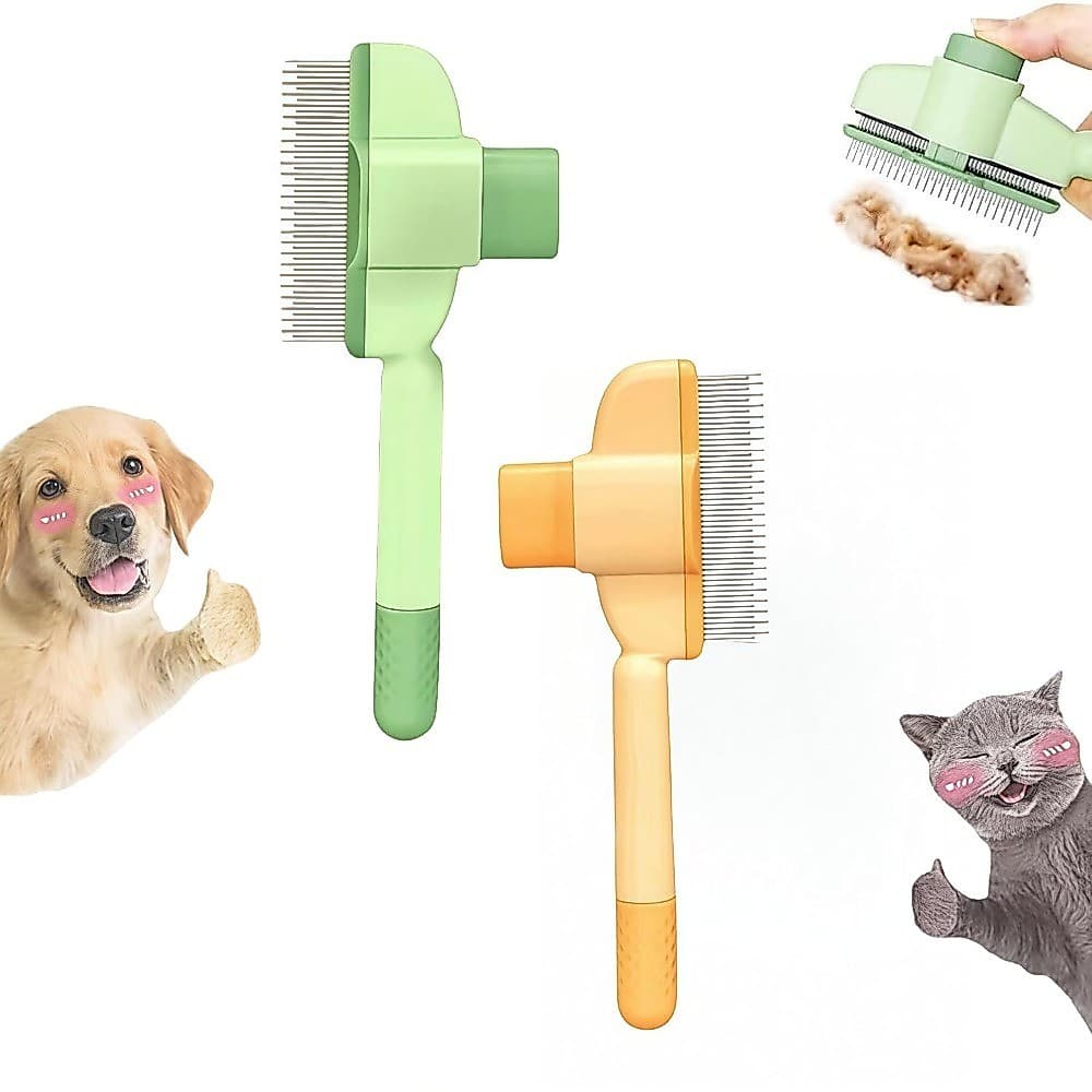 Escova Para Cuidados Com Animais De Estimação , Dentes De Aço Inoxidável , Um Botão , Durável , Fácil De Limpar , Cães ,