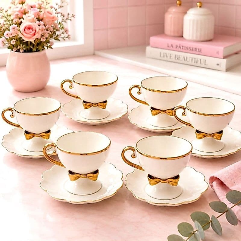 Jogo de Xícaras de Café em Porcelana 80 ml – 12 Peças