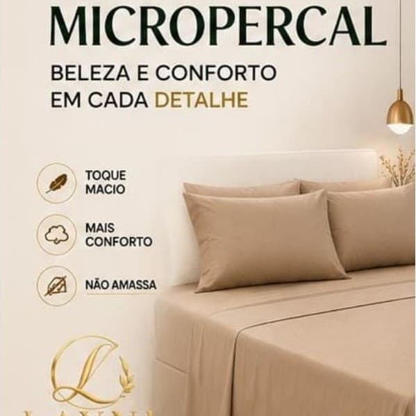Kit lençol 3 Peças Micropercal 400 Fios – Jogo de Cama com 2 Fronhas + 1 Lençol | Casal/Quem/king