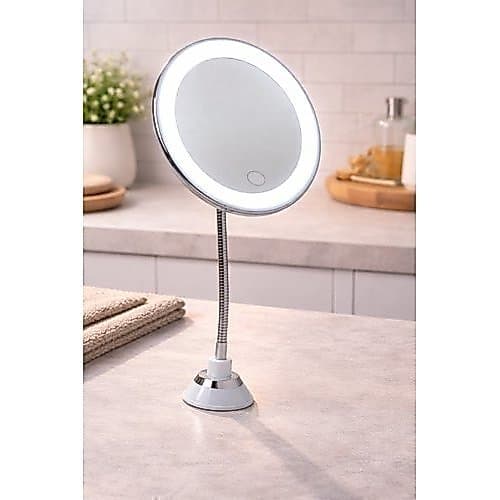 Espelho Maquiagem Mesa Redondo Led Iluminacao Regulavel Portatil Usb Branco