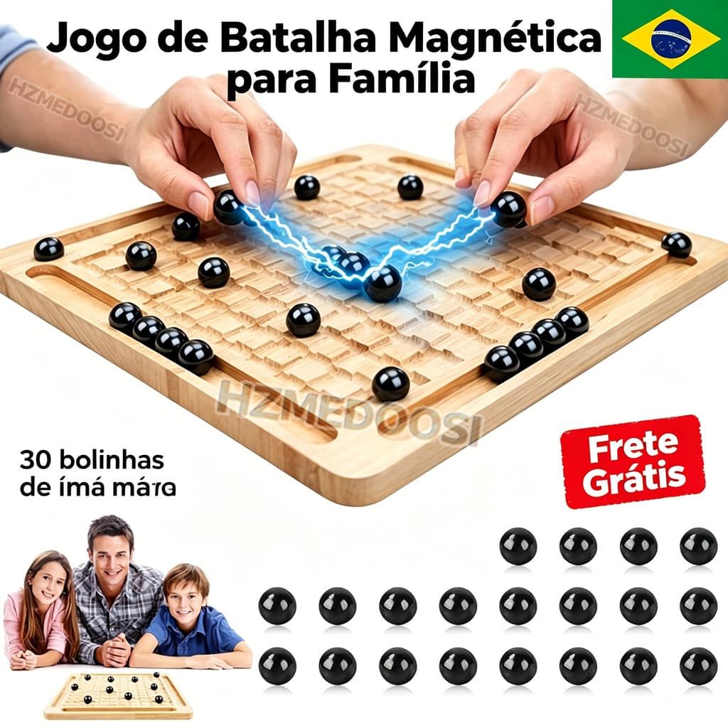 Xadrez Magnético de Madeira Portátil - Jogo de Tabuleiro Infantil com Peças | Brinquedo Educativo para Interação e Lazer