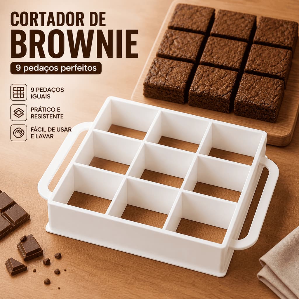 Molde Cortador de Brownie 9 Pedaços Perfeitos 3x3 cm Molde Vazado