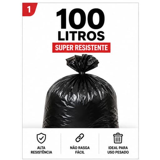 Saco de Lixo preto 100L Multiuso