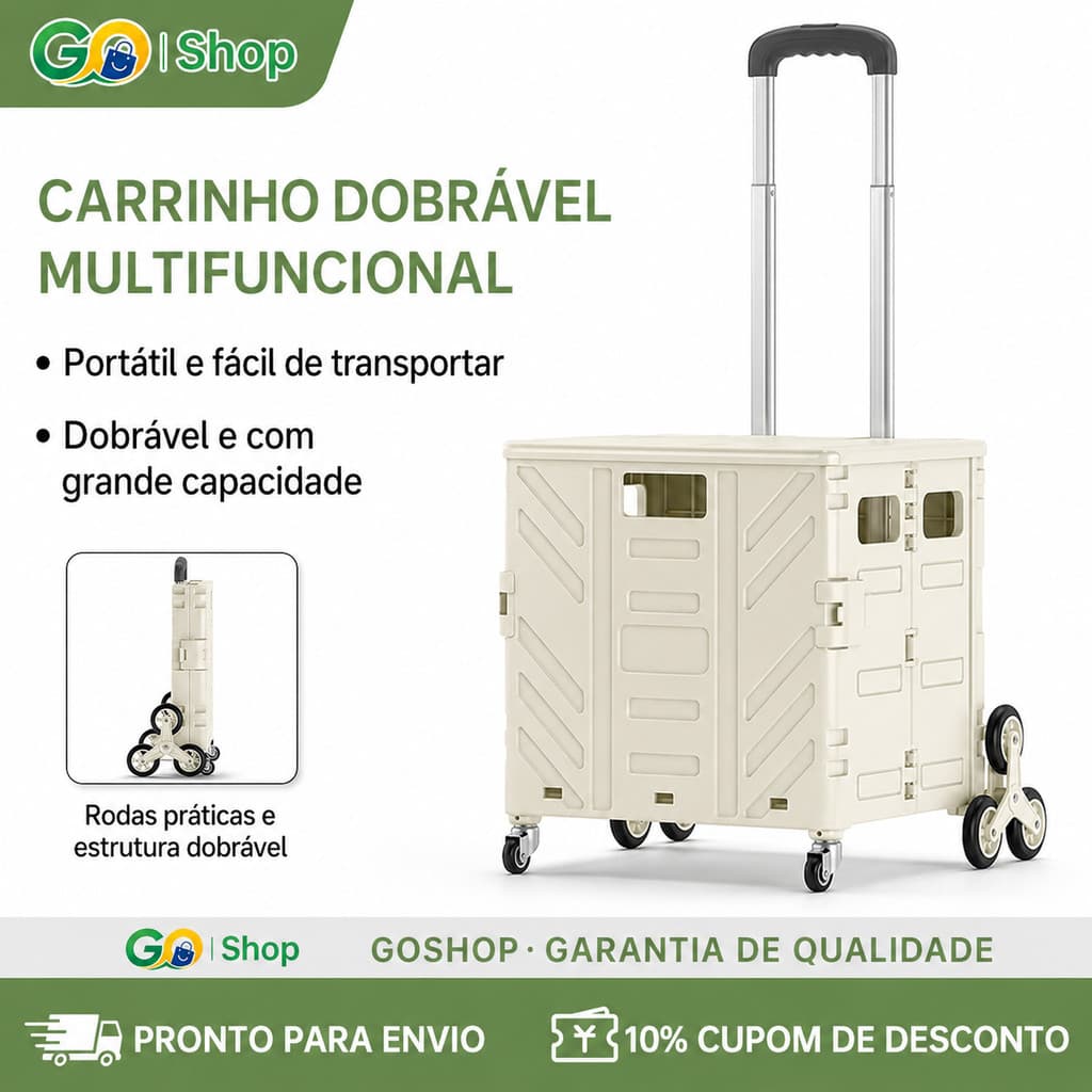 GOSHOP Carrinho utilitário dobrável portátil com rodas , ideal para acampar e fazer compras，Dobrável