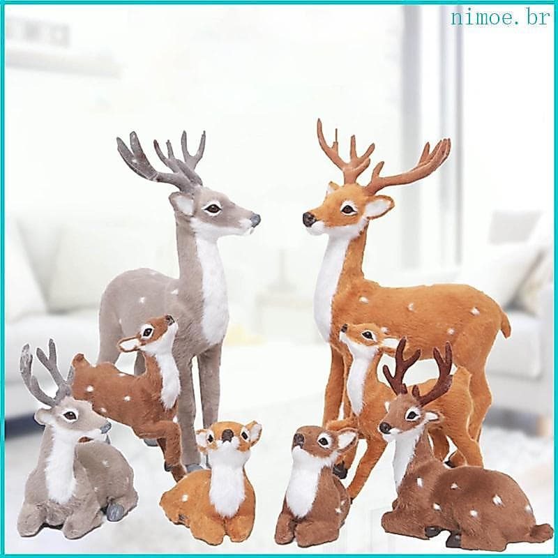 Nim Simulação Natal Rena Estatueta Elk Para Boneca Ano Festa Ornamento Casa Brinquedos Fo
