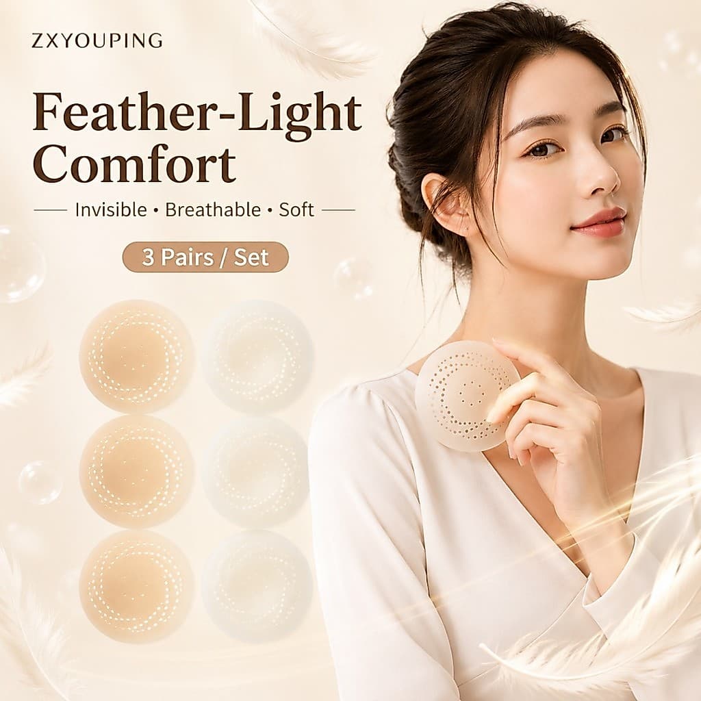 ZXYOUPING Capas De Silicone Reutilizáveis Para Mamilos , Almofadas Autoadesivas Invisíveis , À Prova D'água , Respirávei