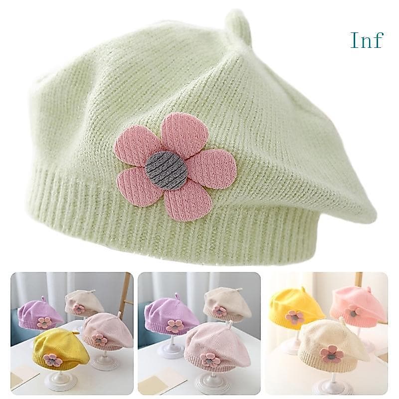 Inf Trendy Cor Sólida Bebê Tricô Chapéu Meninas Boina Outono Inverno Quente Bonnet Chapelaria Para Infa