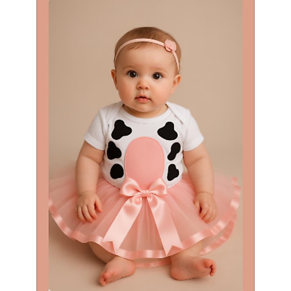 Body Infantil bebe mesversario menina Vaquinha com laço  e saia tuli mesersario menina Promoção