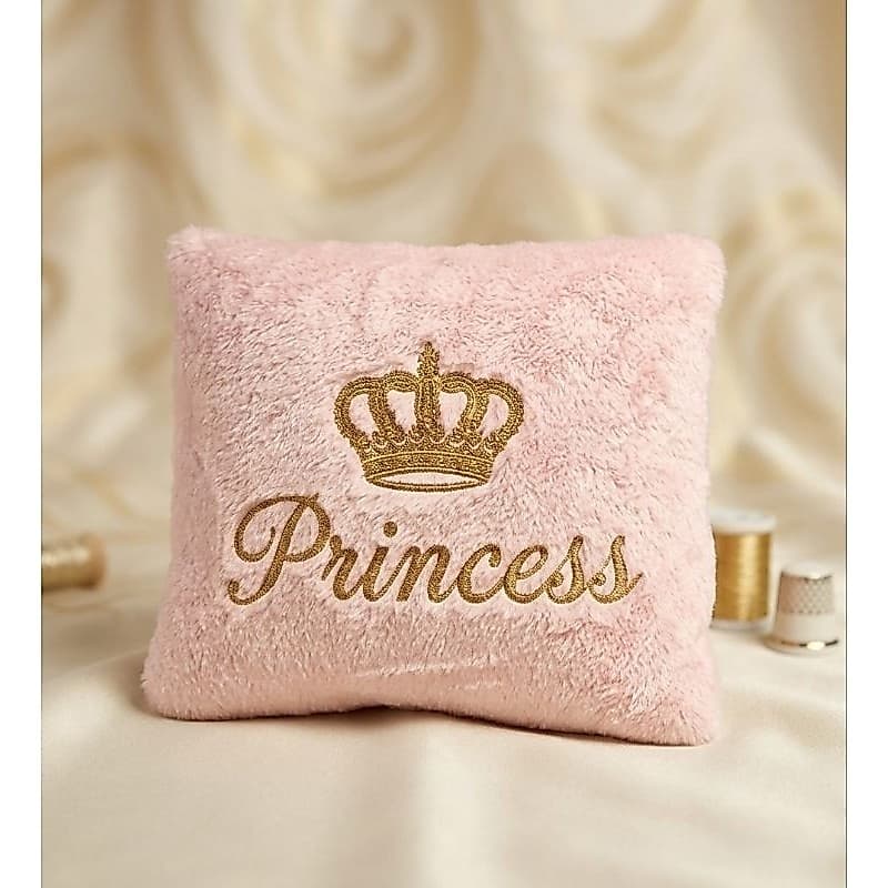 Almofada Quadrada Princess Rosa | Coroa Dourada | Presente Perfeito