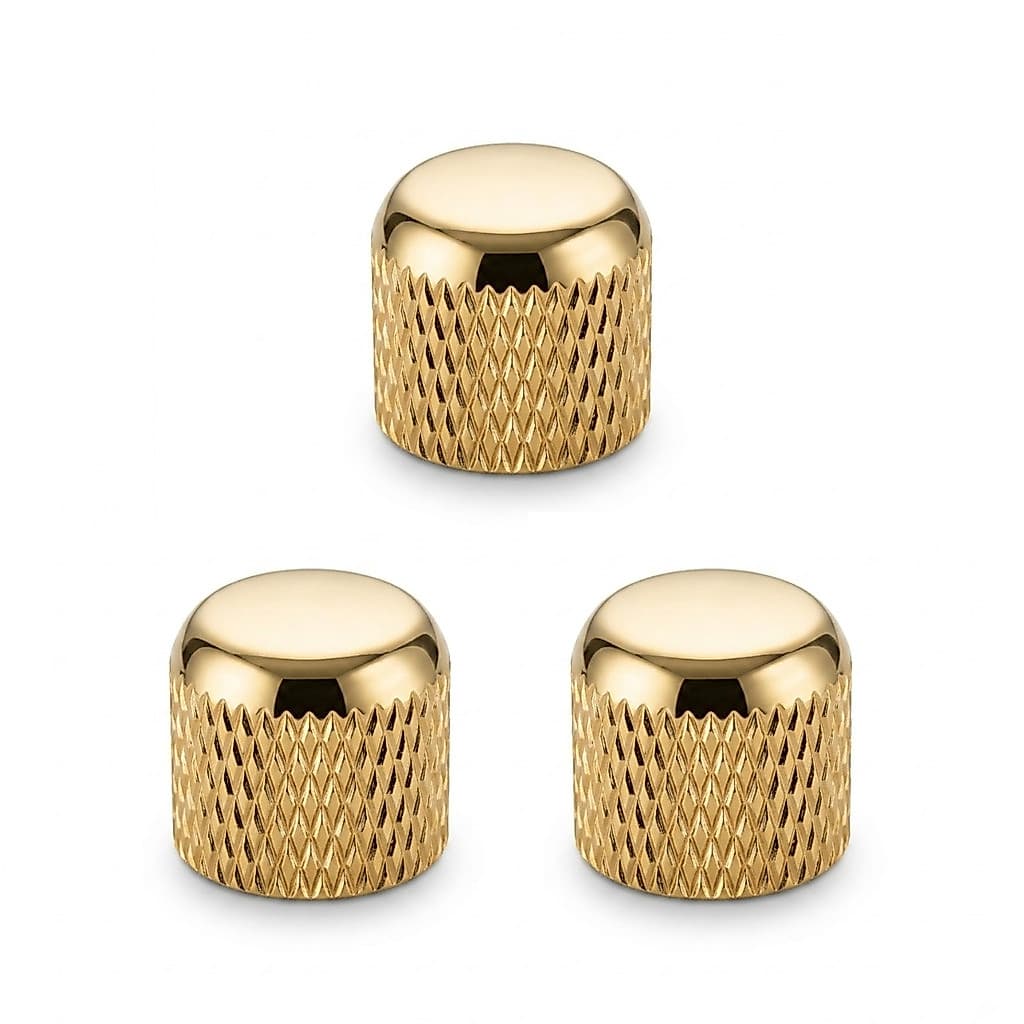 03 Unidades Knob Botão Push-On De Pressão Thida Para Guitarra E Contra Baixo - Dourado