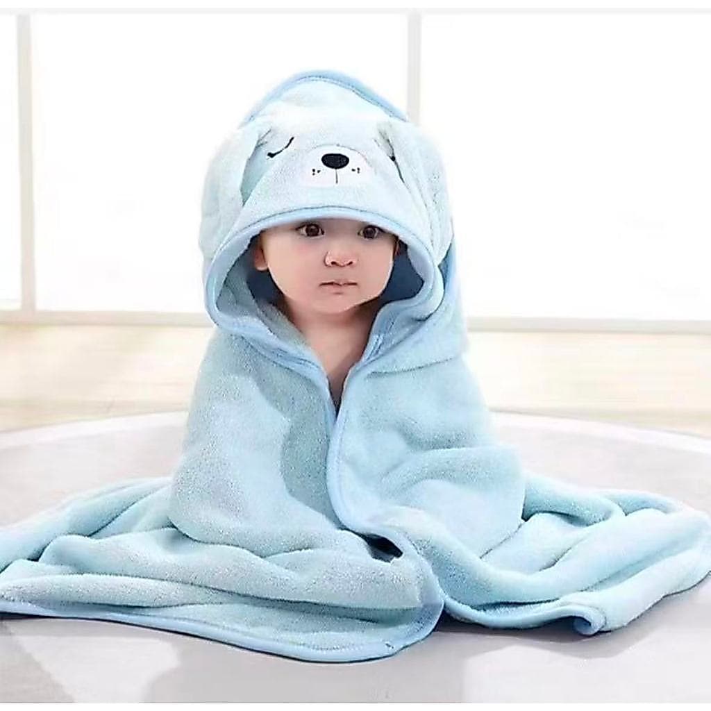 Toalha de Banho para Bebê com Capuz, Felpuda, Infantil, Estilo Bichinhos, Medida 80 x 80 cm