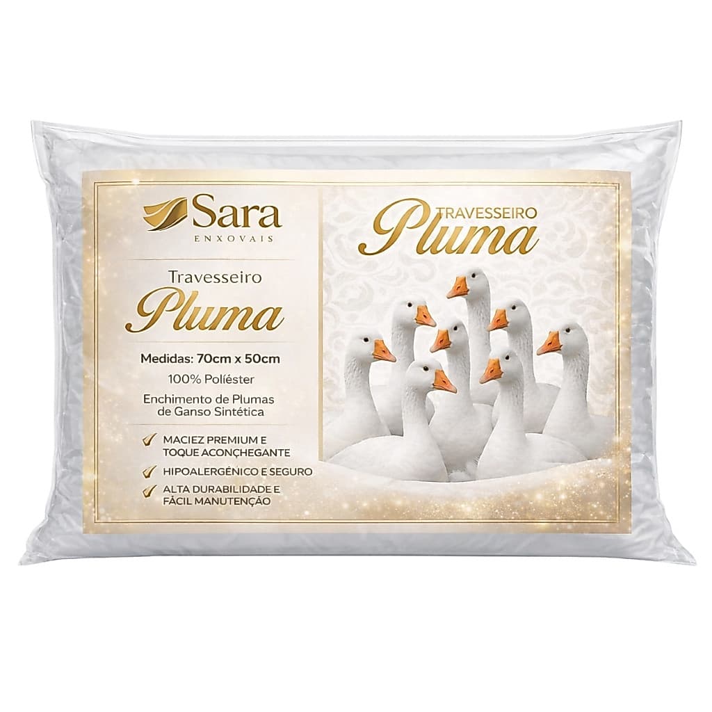 Travesseiros Premium Pluma de Ganso Hotel 70x50cm Macios Altos Luxo Antialérgicos Sono Confortável