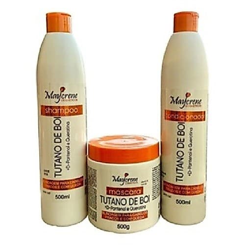 Kit Completo Tratamento Tutano de Boi + D-Pantenol e Queratina Maycrene Blindagem p/ Cabelos Fracos