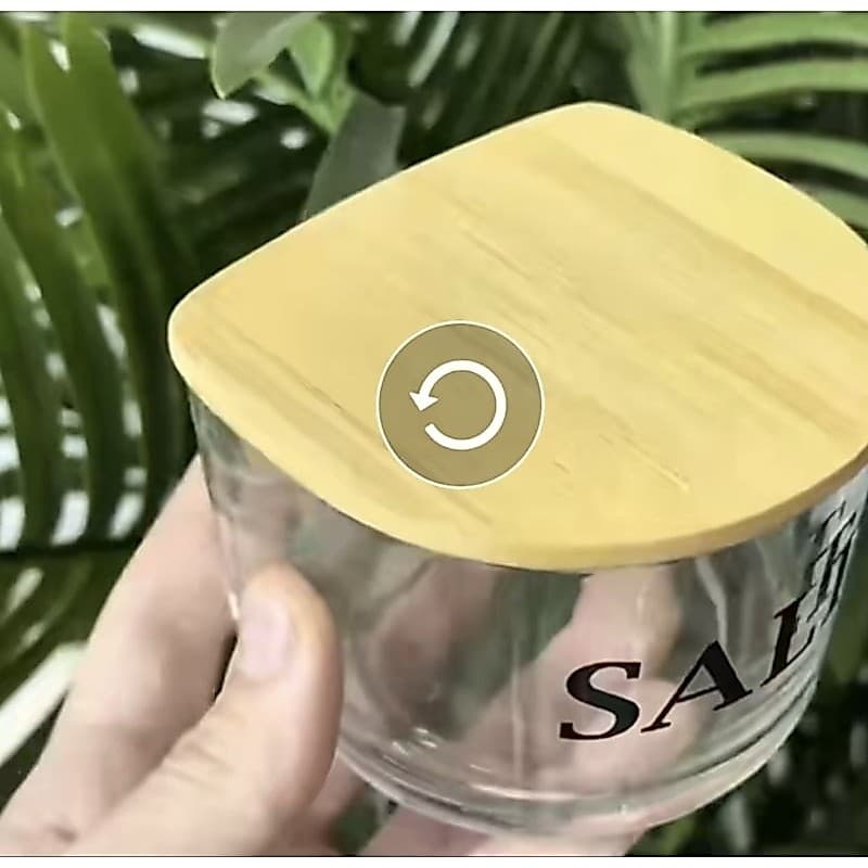 MINI SALEIRO OU AÇUCAREIRO WOLFF VIDRO E BAMBU