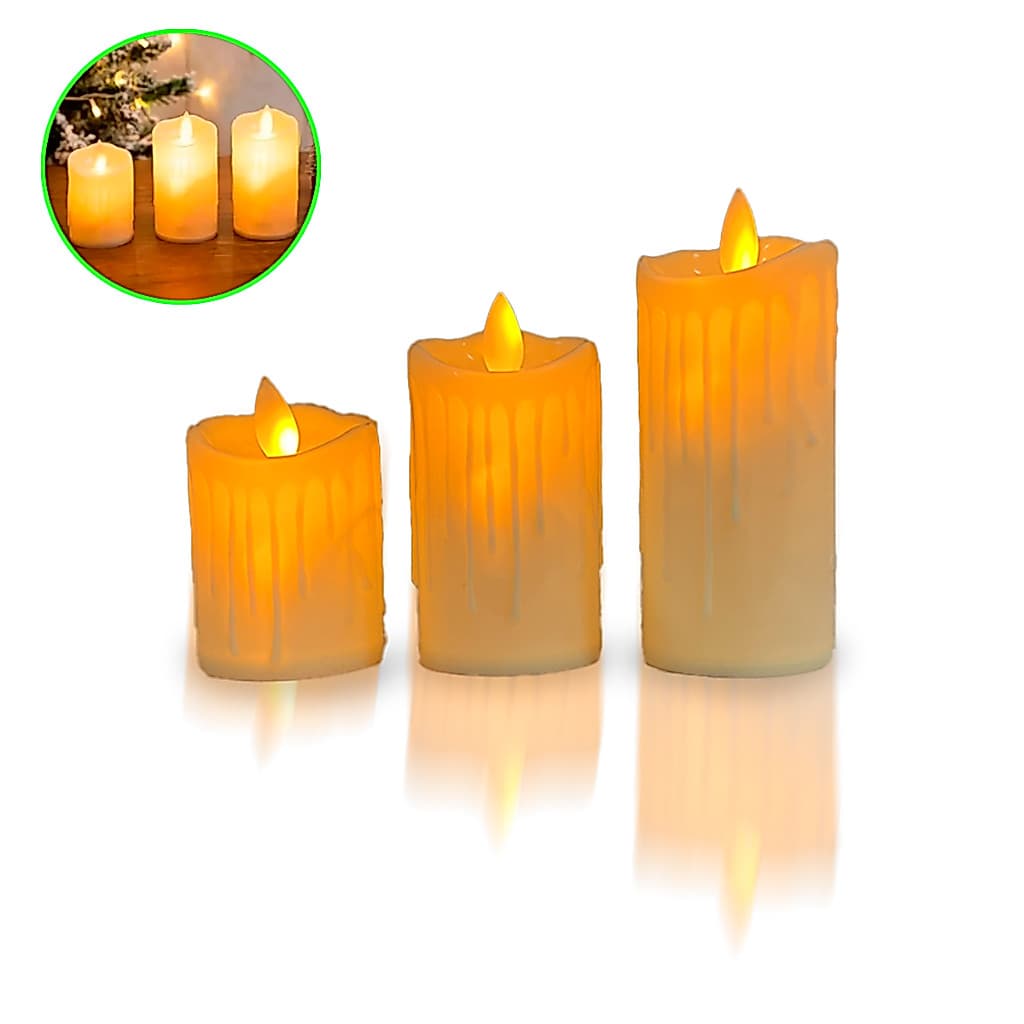 Kit 3 Velas M G Gg Led Eletrônica Decorativa Amarela+bateria Festa/Casamento/Decoração