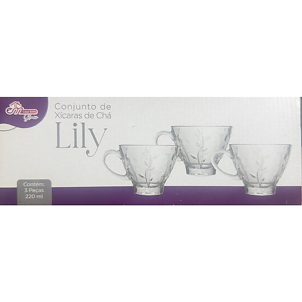 Jogo Xícaras Café Chá Sem Pires 220ml 6 Peças Vidro Transparente Kit Elegante Mesa Egito Lily