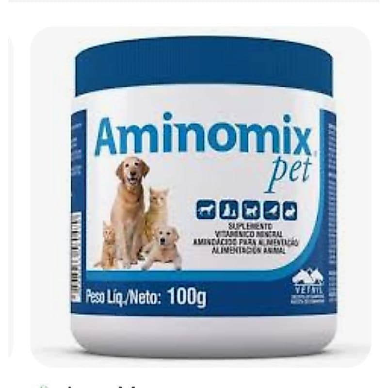 Aminomix Pet 100g Suplemento Vitaminico Mineral Aminoácido Cães e Gatos - original Vetnil