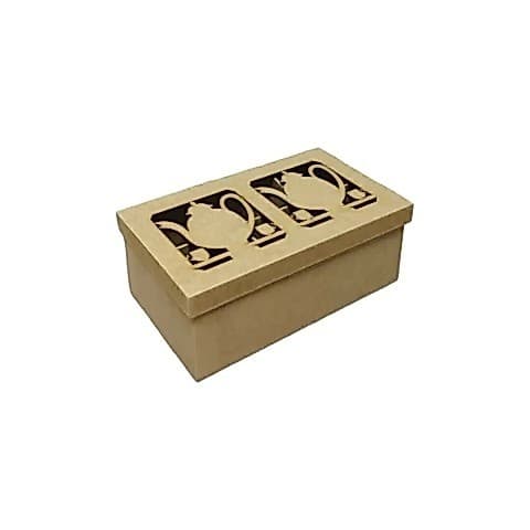 Caixa De Chá Box - Tampa Vazada Bule - 6 Div. 9A X 14L X 24C - Em mdf cru