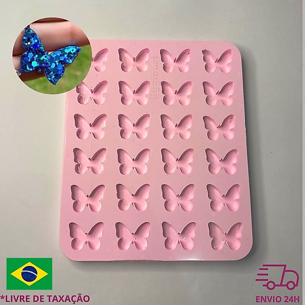Molde silicone borboleta paleta butterfly mini resina artesanato decoração brinco chaveiro vela
