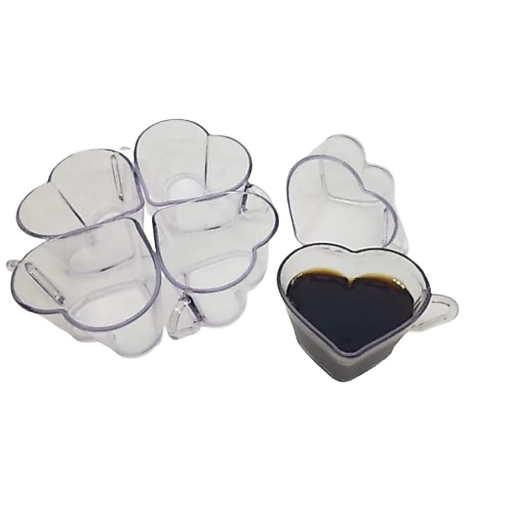 Conjunto 5 Xícaras Coração 100ml Transparente Cantinho Do Café Chá Sobremesa Decoração Lindas