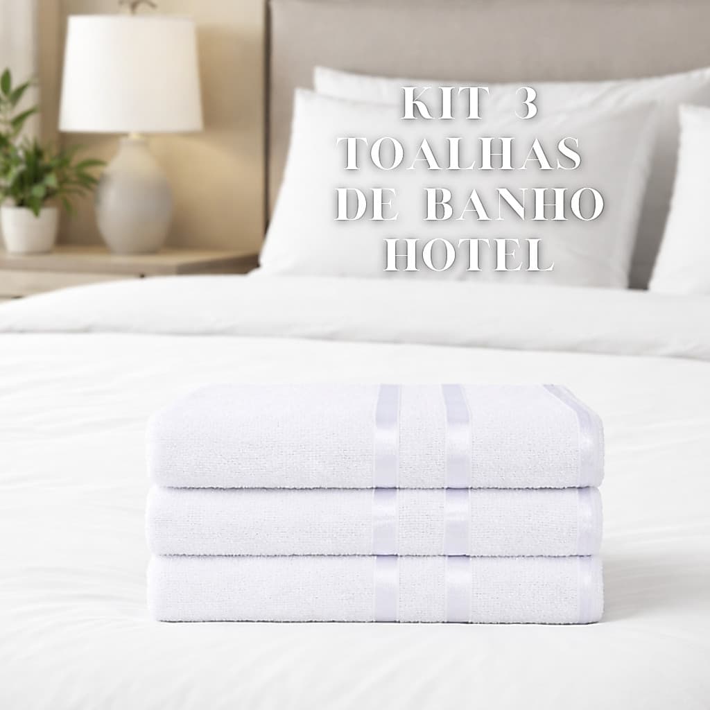 Kit 3 Toalhas De Banho Hotel, Pousada, Hostel 100% Algodão - Linha Lyra - Maya Store