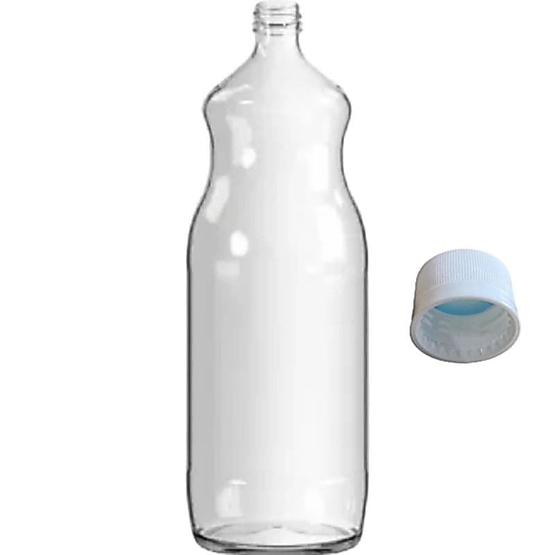 Kit c/ 6 ou 12 Garrafas de Água 1 Litro Vidro Suco Kombucha Chá Leite Geladeira Tampa Pet