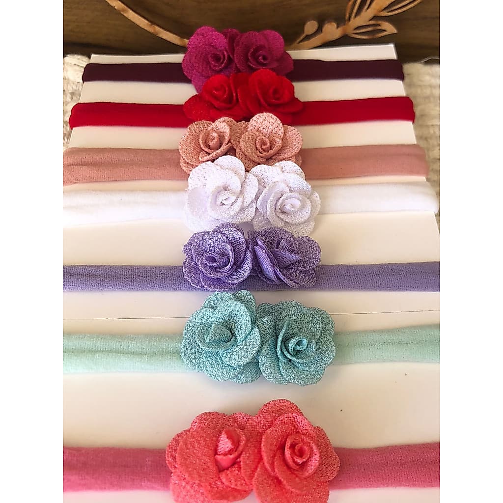 Kit 7 Faixinhas com duas Rosas na meia de seda