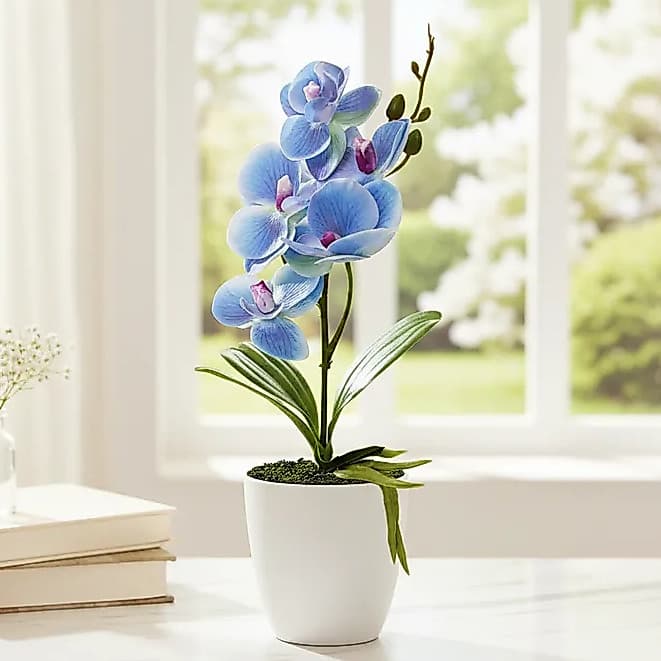 Planta Artificial Arranjo de Orquídea Vaso Oriental