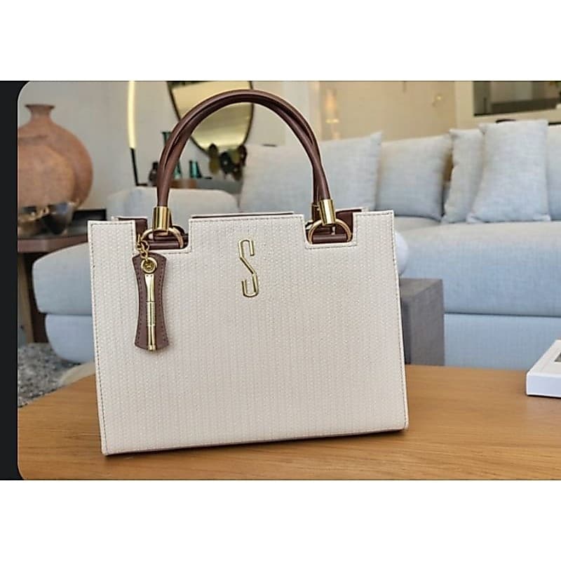 Bolsa Feminina Estruturada Bicolor Luxo 25x30 – Elegante e Sofisticada