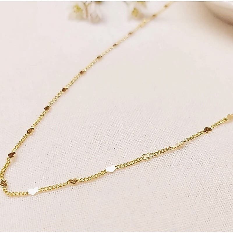 Colar Feminino longo 60cm Mini Coração folheado Moda Mulher Pra Presente BJ57