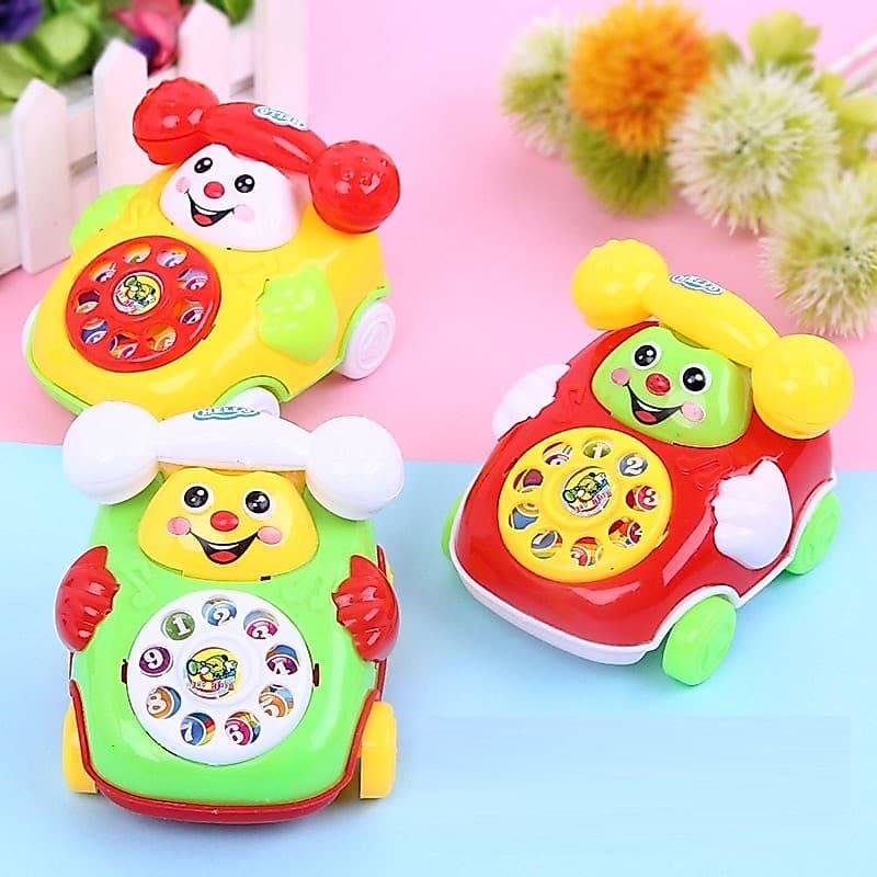 Carrinho Brinquedo Movido Á Corda Com Som De Telefone Bebê