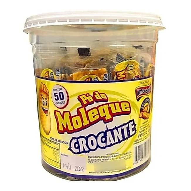 Pote Pé de Moleque Crocante Amendupã - 800g com 50uni individuais - Festa Junina