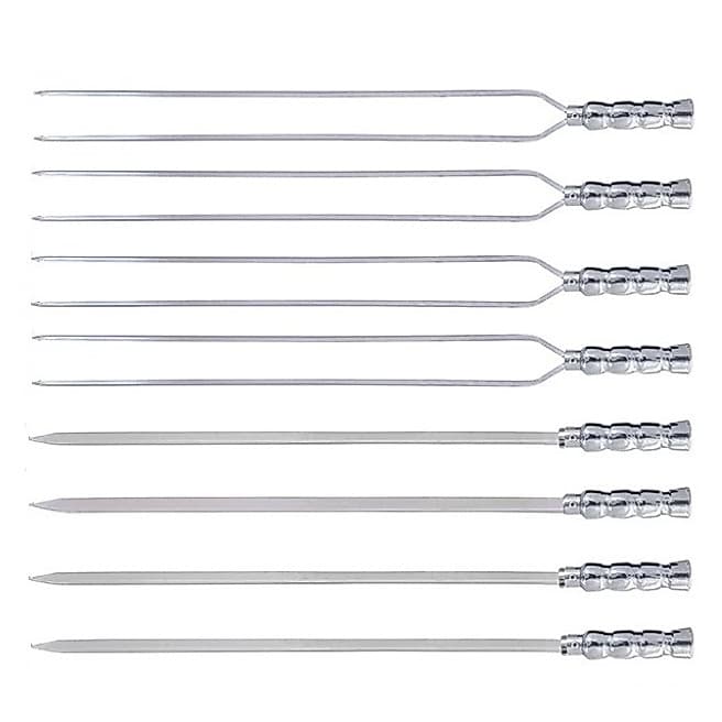 Kit 8 Espetos para Churrasco 4 Duplo e 4 Espada 70/80cm Com Cabo Revestido Feito em Alumínio