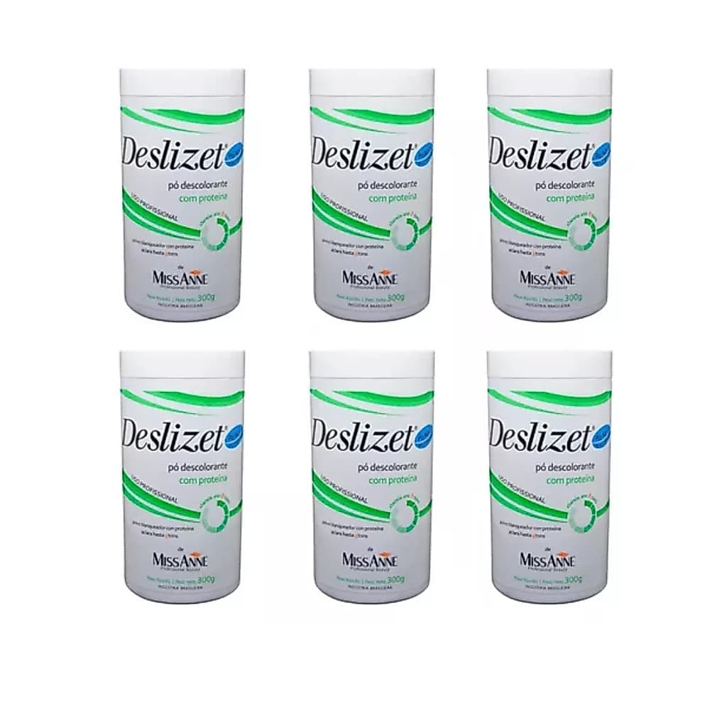 KIT C/ 6UN Pó Descolorante Deslizet Miss Anne 300G