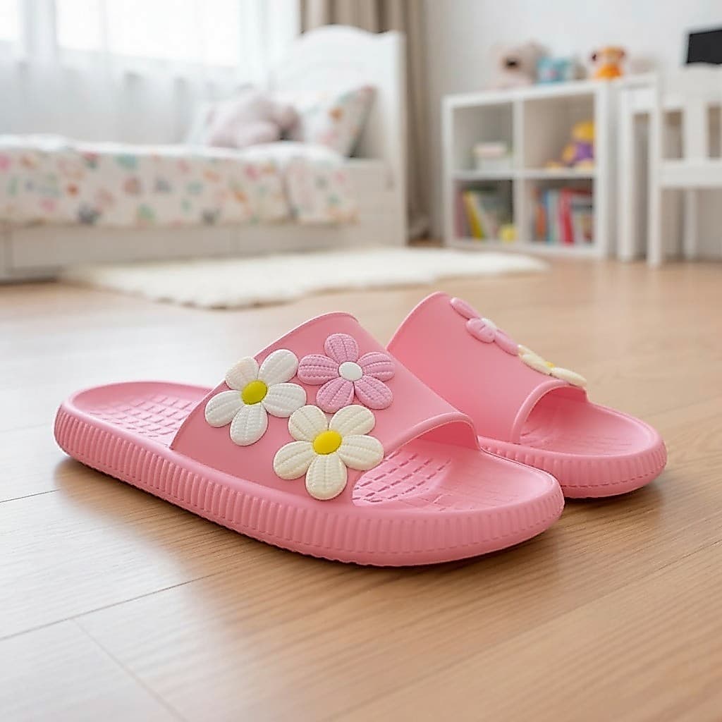 Chinelo Nuvem  Slide Infantil Jovens Menina Flor Margaridas Colorida Macios Confortável Leve