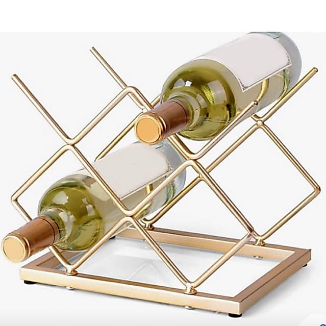 Adega Dourada Aramado Colmeia Decorativo 5/Garrafas Empalhável