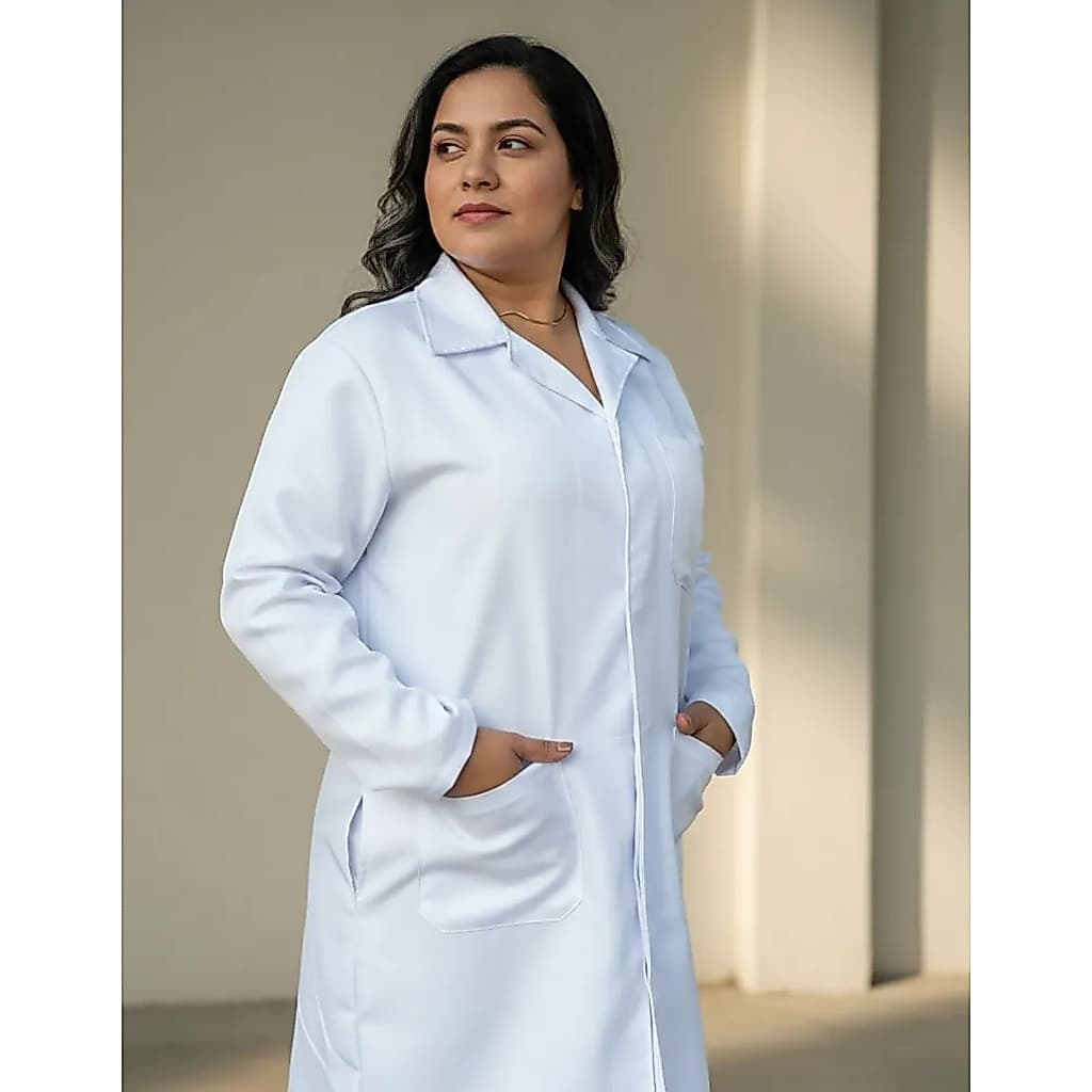 Jaleco Unissex Branco Gabardine Manga Longa 3 Bolsos Acadêmico Estágio Faculdade Medicina