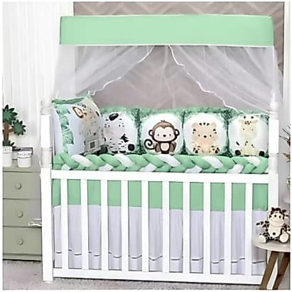 Kit de Berço Safari Padrão Americano Para Bebe  Menina Menino 12 Peças
