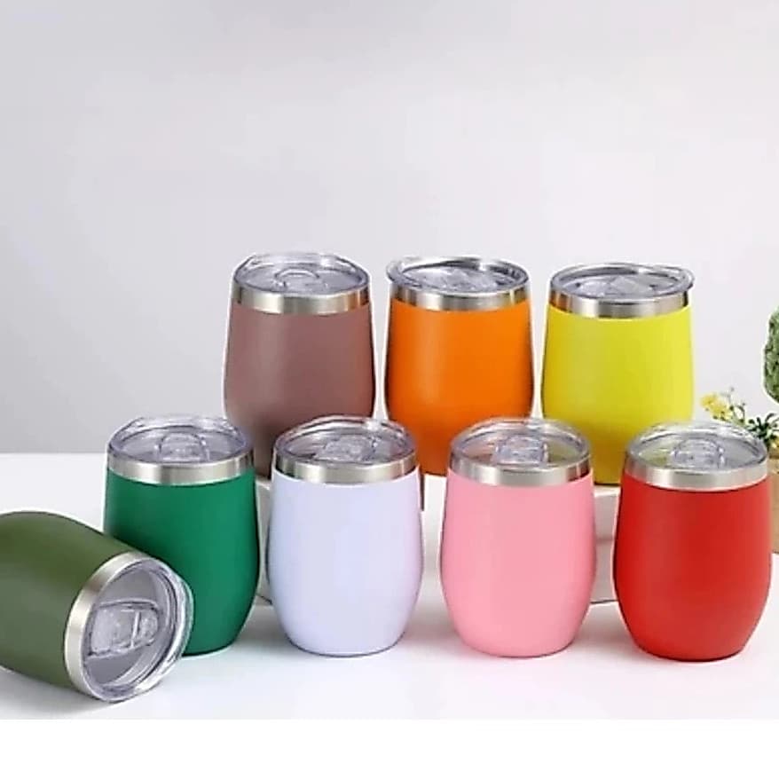 Copo Térmico Ovo Cuia 350ml - Durável, Sem Suor, Tampa Acrílica（4030）