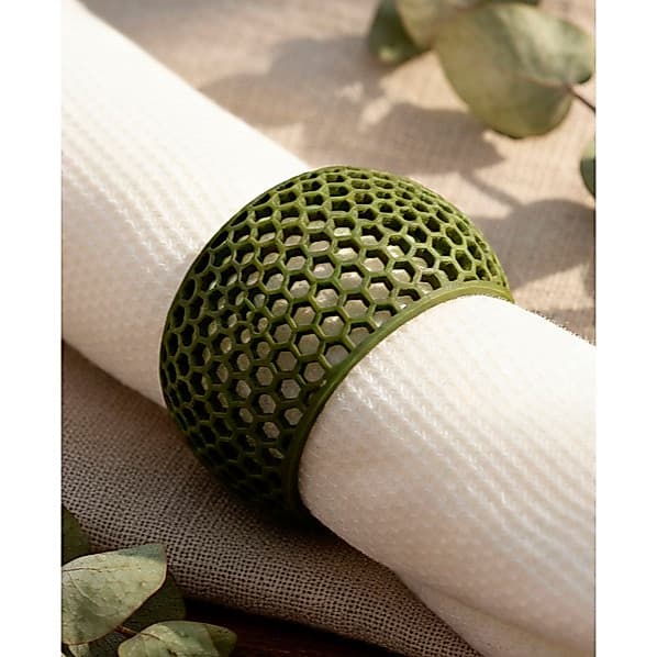 Anel de Guardanapo Premium Kit 6 Peças | Mesa Posta Elegante | Verde Oliva e Marrom | Coleção Terra Nobre