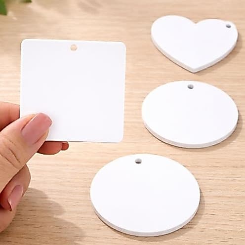 Kit Base Para Chaveiros Branco/ Cristal Com Furo Acrilico Decorativo