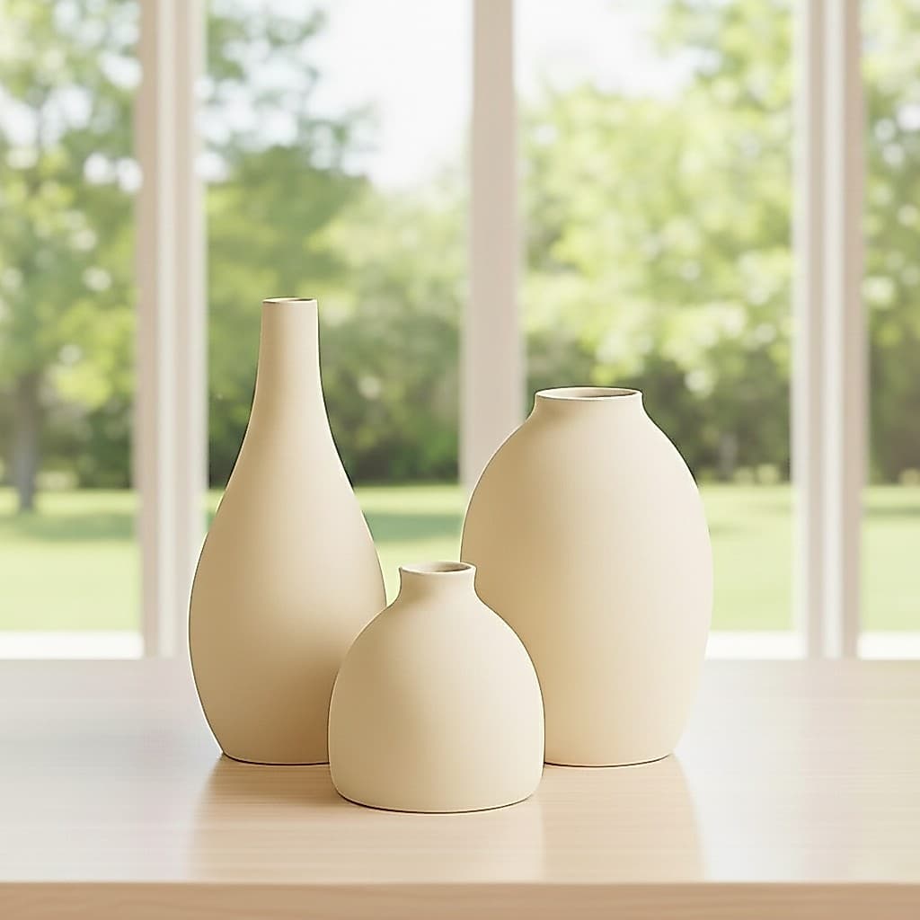 Conjunto de Vasos Decorativos Modernos em Cerâmica | Kit Trio de Vasos | Trio Enfeite Decorativo