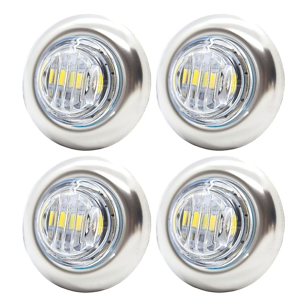 Kit 4 Luz Cortesia LED Redonda Náutica Inox 12V Embutir Barco Painel Embarcação Lancha