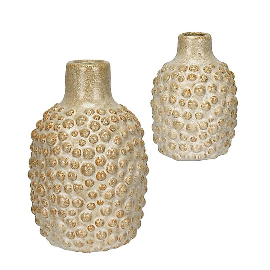 Kit 2 Vaso Planta Decorativo Home&Co Cerâmica Bege Flores Suculenta Enfeite Sala Jardim Casa