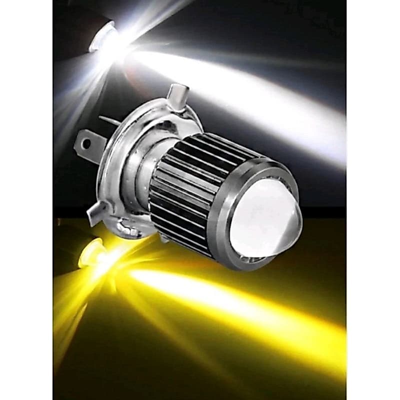 Lampada led olho de peixe muito forte H4 amarela com branco