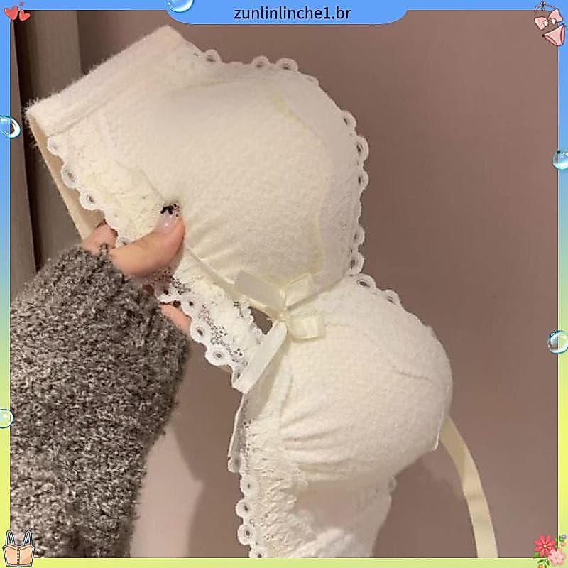 Novo estilo de renda menina roupa interior seios pequenos reunidos olhar grande sem anel de aço suporte superior Anti-fl