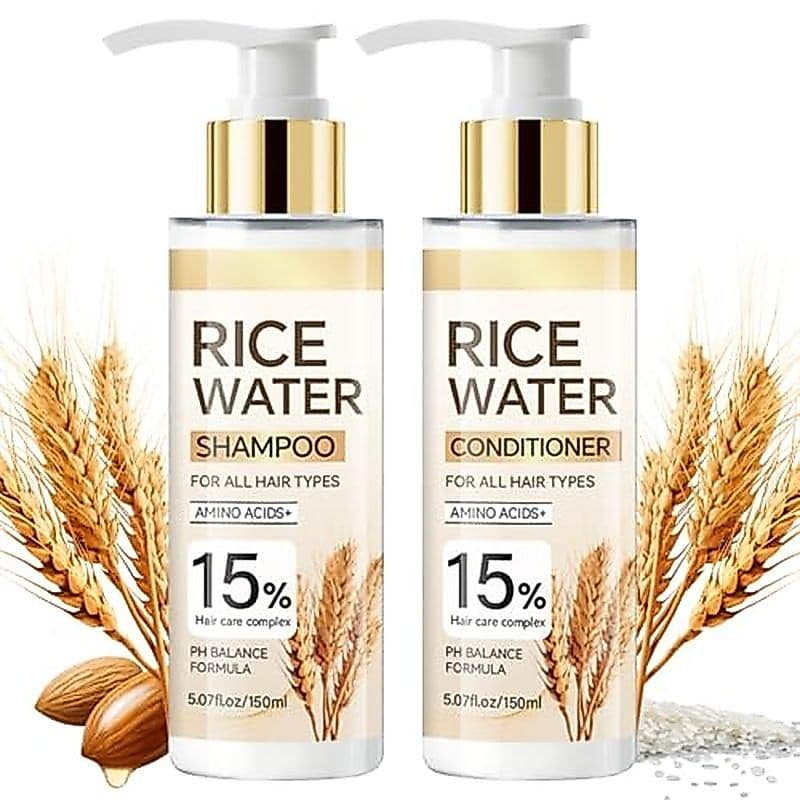 Conjunto De Shampoo E Condicionador De Água De Arroz , Natural Para Crescimento Capilar Mulheres Homens , Perda De Cabel