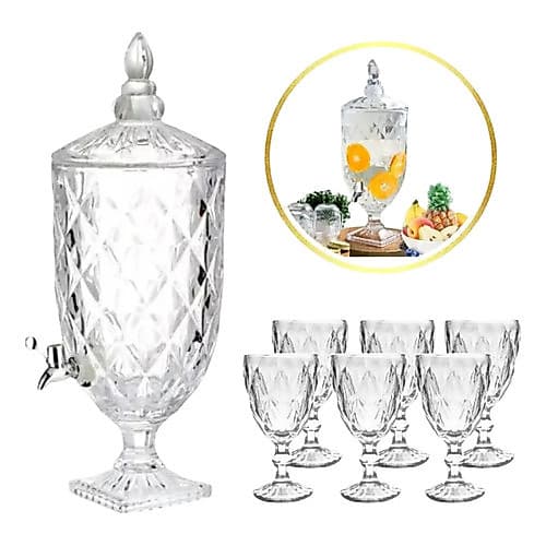 Suqueira De Vidro 5l Com Torneira E Taça