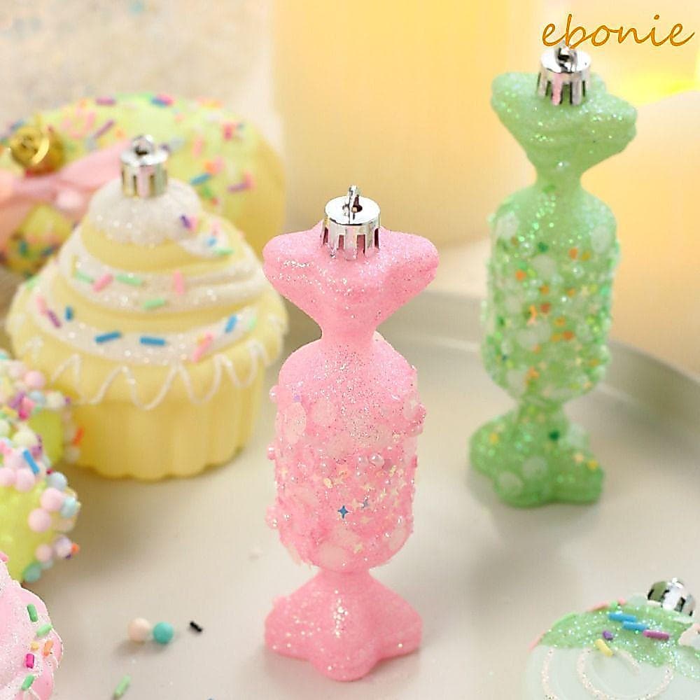 Pingente De Bolas De Pirulito De Bolo EBONIE , Conjunto Doces De Natal De Desenho Animado Em PVC , Elegante | Enfeites D