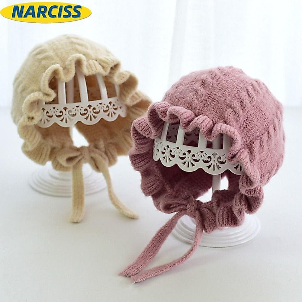 Chapéu Infantil NARCISSUSPW , De Lã Quente Com Borda De Renda Ajustável Capuz Para Bebê Proteção De Ouvido